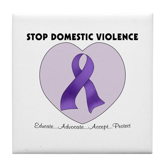 Stop domestic violence Purple ribbon in a heart
