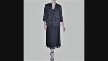 Load and play video in Gallery viewer, Alex Evening Long Dress with Jacket Dark Grey Plus 24 W Special event