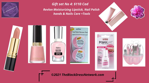 Pink Gift set GPk-4 Lipstick, Nail polish, hands and nails care.