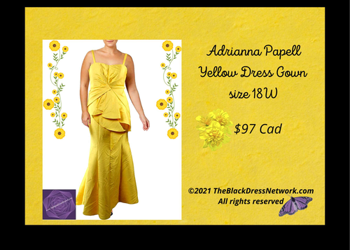 Adrianna Papell Gorgeous Yellow dress gown 18W.