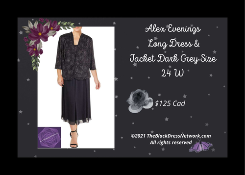 Alex Evening Long Dress with Jacket Dark Grey Plus 24 W Special event.