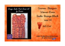 Load image into Gallery viewer, Carmen  Fashion Designer Women New Dress Snake Print Orange Black Plus 3X Trendy!.