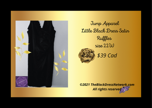 Jump Apparel Fashion Design Little Black Dress Satin Ruffles  22W.