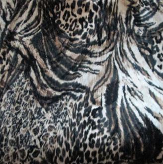 Leopard Zebra Fabric  crackle  Dark brown Cream Black 42 