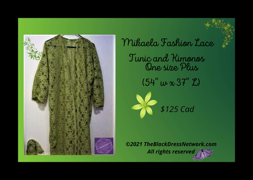 Mikaela's Fashion Design Lace Kimono Green  One Size Plus Gorgeous!.