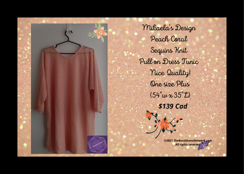 Mikaela's Design Peach Coral Sequins Knit Dress Tunic Plus size (see measures) Very Nice Quality!.