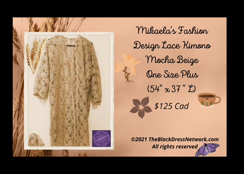 Mikaela's Fashion Design Lace Kimono Mocha Beige One Size Plus Gorgeous!.