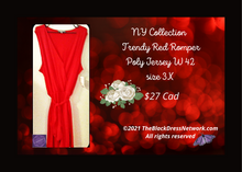 Load image into Gallery viewer, NY Collection New Trendy Red Romper Plus 3 X Poly Jersey W 42.