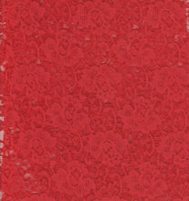 Load image into Gallery viewer, Calais Red Lace Fabric Remnant flowers Design Rigid Many sizes!.