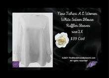 Load image into Gallery viewer, New Tahari A L Women Blouse Top Sateen Plus 2X Ruffles Sleeves Nice.