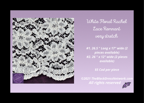 White Floral Rachel Lace Remnant very stretch 4 pieces available.