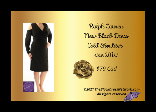 Ralph Lauren New Black Dress Cold Shoulder Plus 20W Premium Quality Polyester Fashion.