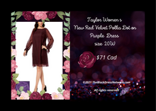 Load image into Gallery viewer, Taylor Women New Red Velvet Polka Dot on Purple Red Shift Dress Plus 20W Unique.