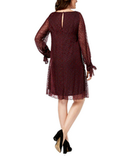 Load image into Gallery viewer, Taylor Women New Red Velvet Polka Dot on Purple Red Shift Dress Plus 20W Unique.