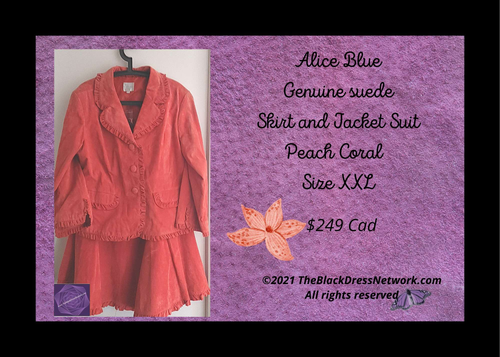 Alice Blue Genuine suede Skirt and Jacket Suit Peach Cora  Size XXL Gorgeous.
