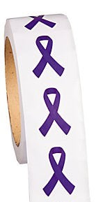 Purple Ribbon Stickers 50 for $3.00.