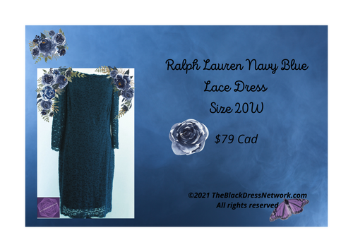 Ralph Lauren Navy sequins Lace Dress Long sleeves stretch.