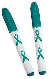 Teal Ribbon Pen  $2.50 each  31/2 inches.