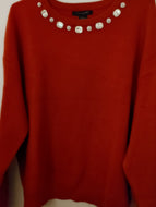 Tahari Fashion Red Sweater with Rhinestones  XL, TG - The Black Dress Network