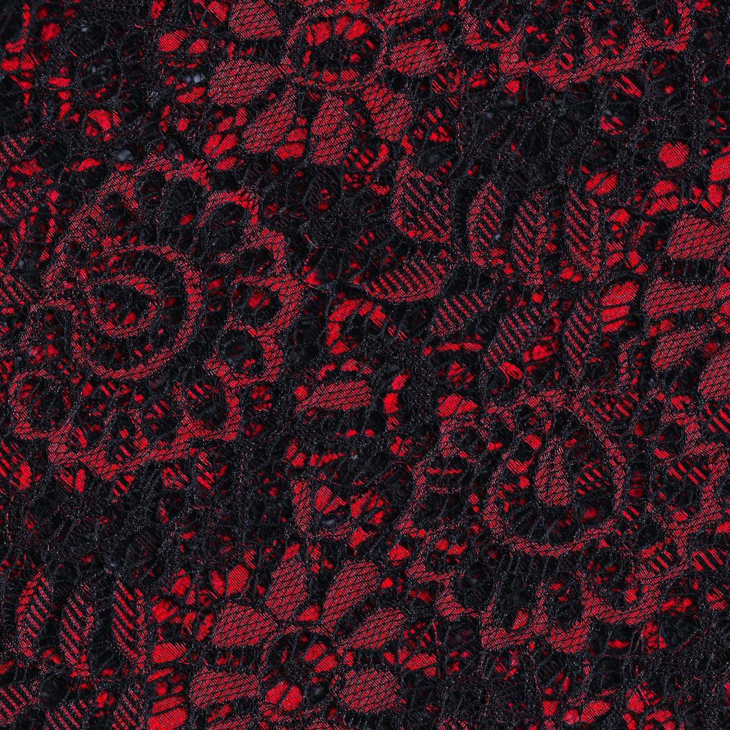 Dark Red and Black floral lace