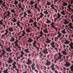Dark Pink and Black net lace fabric
