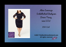 Load image into Gallery viewer, Alex Evenings Women&#39;s Embellished Bodycon Dress, Navy Chiffon, Plus 22W Glamour.
