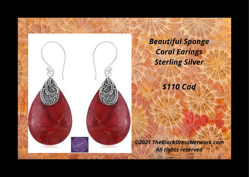 Sponge Coral earrings sterling silver design.