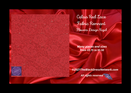 Calais Red Lace Fabric Remnant flowers Design Rigid Many sizes!.