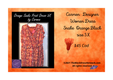 Load image into Gallery viewer, Carmen  Fashion Designer Women New Dress Snake Print Orange Black Plus 3X Trendy!.
