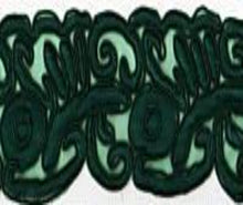 Load image into Gallery viewer, Rich Forest Green Floral  Guipure Lace Trim 2.25 inches Wide by foot (12 inches).
