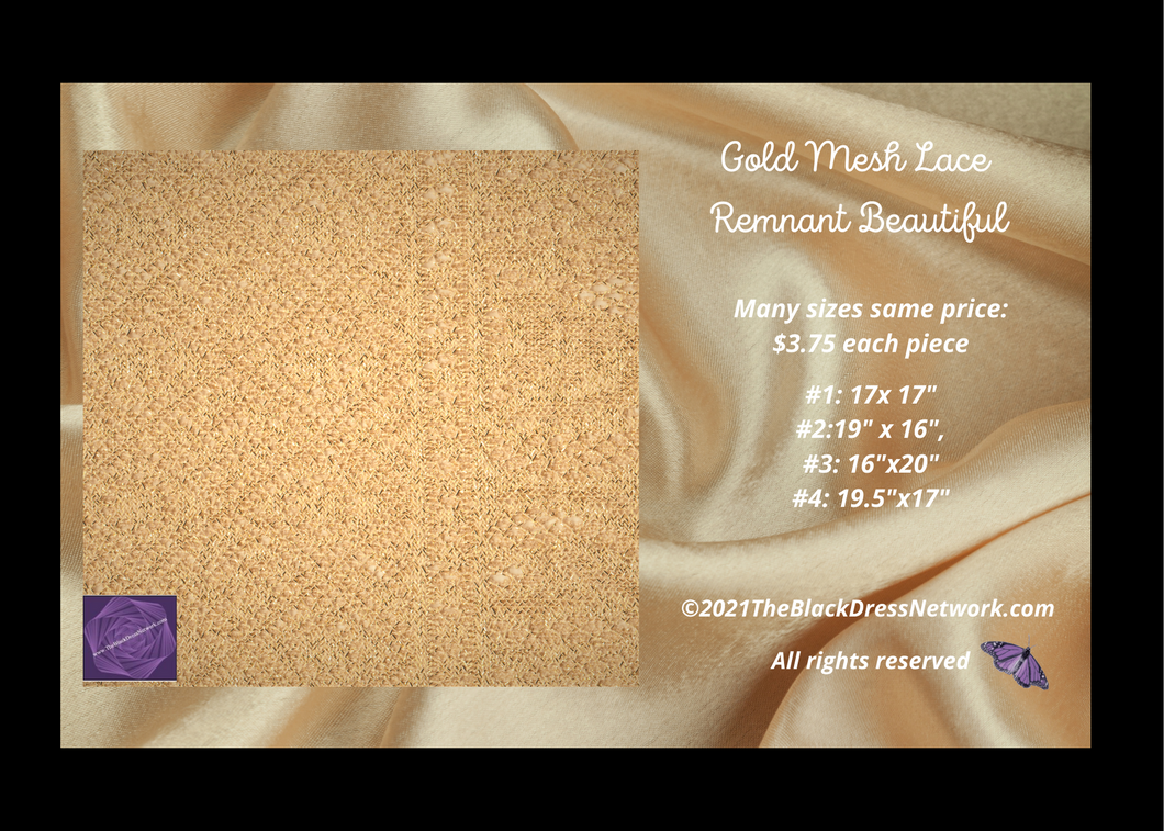 Gold Mesh Lace Remnant Beautiful 4 pieces available.