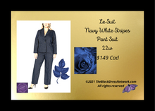 Load image into Gallery viewer, Le Suit Navy Stripe Pant Suit  22W stripes white Professional Executive.
