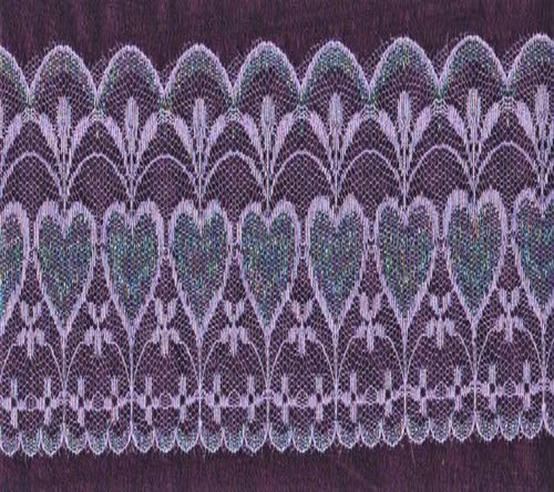 Lilac Heart Design Lace Trim 78 mm or 3 Inches Wide.