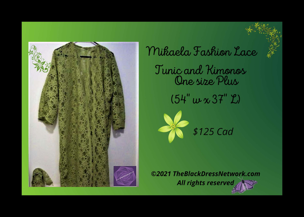 Mikaela's Fashion Design Lace Kimono Green  One Size Plus Gorgeous!.