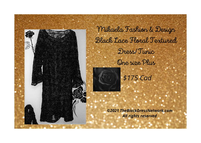 Mikaela's Fashion Black 3D Floral bouquets  Unique textured Lace dress/ tunic.