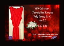 Load image into Gallery viewer, NY Collection New Trendy Red Romper Plus 3 X Poly Jersey W 42.
