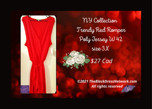 NY Collection New Trendy Red Romper Plus 3 X Poly Jersey W 42.