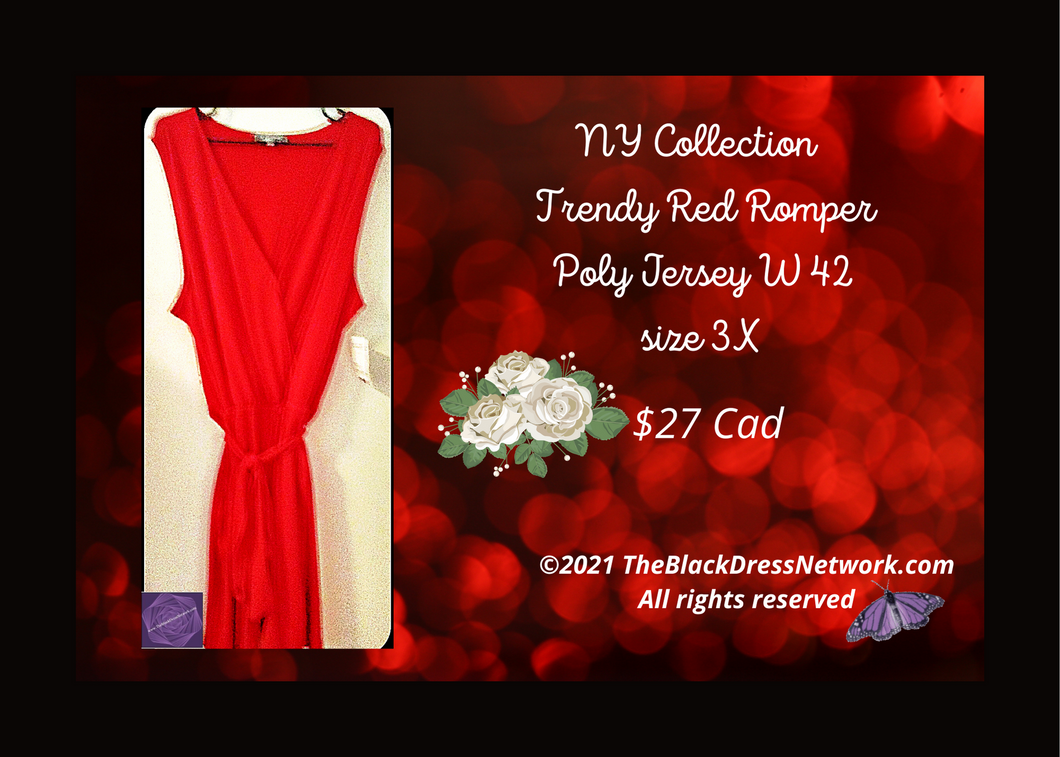 NY Collection New Trendy Red Romper Plus 3 X Poly Jersey W 42.