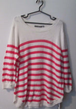 Load image into Gallery viewer, New-York Collection Plus 3X Women Pink White Stripes Sweater Top Cotton Knit.
