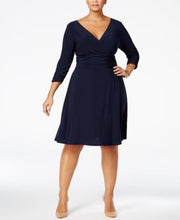 Load image into Gallery viewer, New-York Collection Navy blue Dress Faux Wrap 2X  20W.
