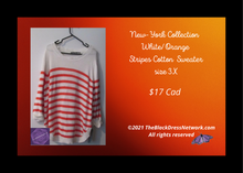 Load image into Gallery viewer, Sweater Top NY Collection Plus 3X Women New White/Orange Stripes Cotton.
