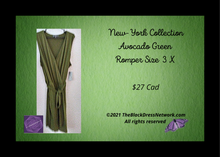 Load image into Gallery viewer, NY Collection Avocado Green Romper Plus 3 X Casual Chic  Soft Jersey.
