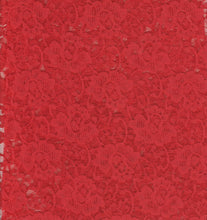 Load image into Gallery viewer, Calais Red Lace Fabric Remnant flowers Design Rigid Many sizes!.
