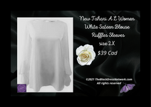 Load image into Gallery viewer, New Tahari A L Women Blouse Top Sateen Plus 2X Ruffles Sleeves Nice.
