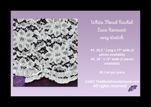 Load image into Gallery viewer, White Floral Rachel Lace Remnant very stretch 4 pieces available.
