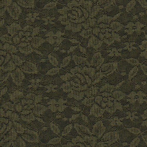 Olive Green Floral Lace Fabric.