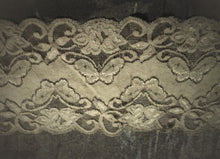 Load image into Gallery viewer, Olive green floral with butterfly delicate lace trim.
