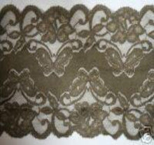 Load image into Gallery viewer, Olive green floral with butterfly delicate lace trim.
