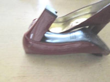 Load image into Gallery viewer, Etienne Aigner Red Patent Leather Heels Buckle, size 10 m Open Toe Chic and Fab.
