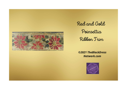 Poinsettia Red and Gold ribbon trim 2.5 inches wide.